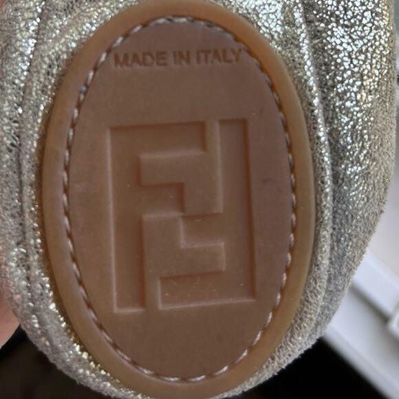 Fendi Ballerina Camacho Cracle Sabina Oro flats - rubber sole shoes Size 37 - Picture 6 of 10